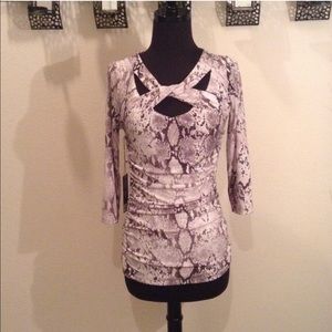 Light Grey & White Snakeskin Cut Out Top